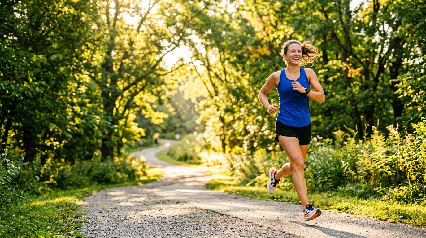 Ranní sportovní aktivita v parku za svítání
